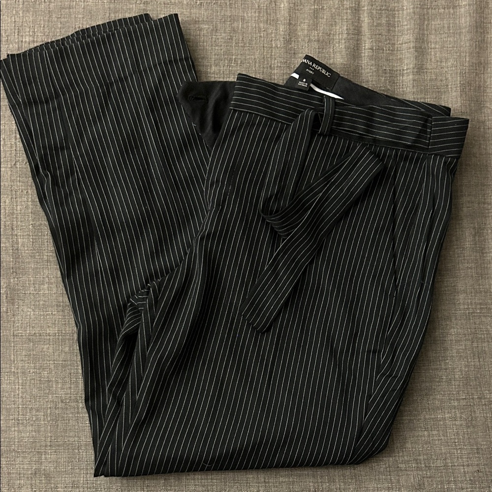 Black Pinstripe Womens Dress Pants with Belt - Banana Republic Avery pants
